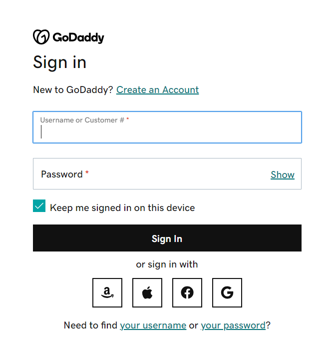 Login GoDaddy