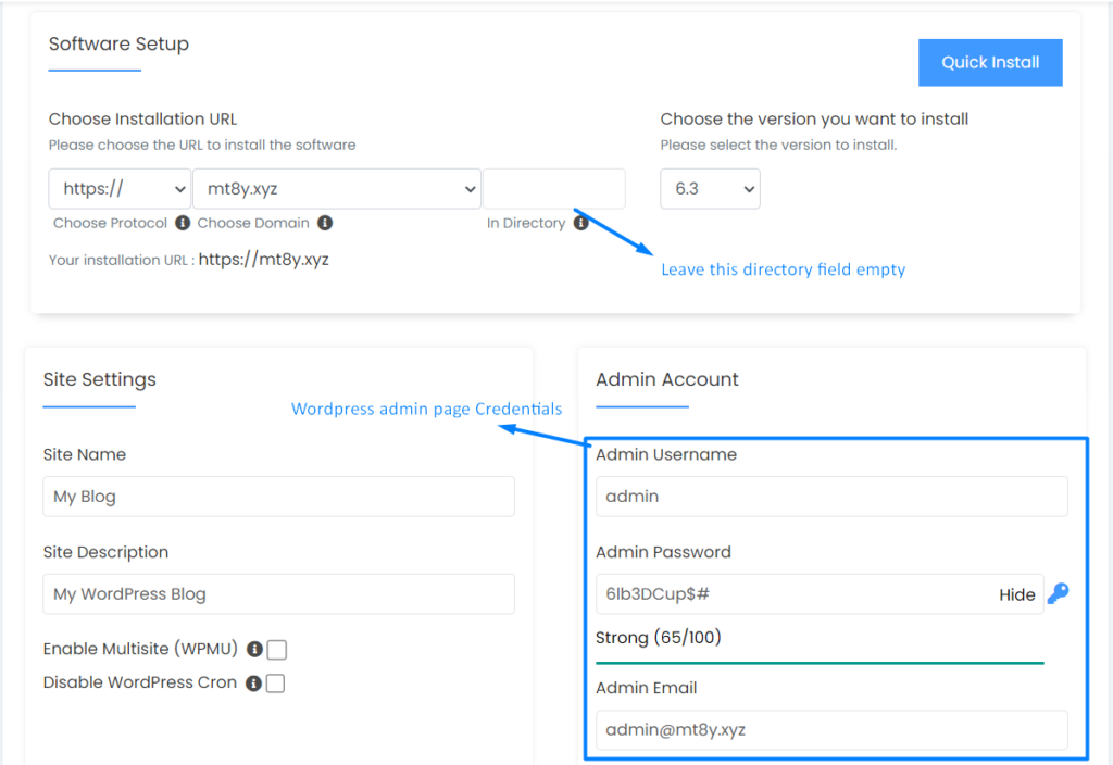 WordPress Installation Setup