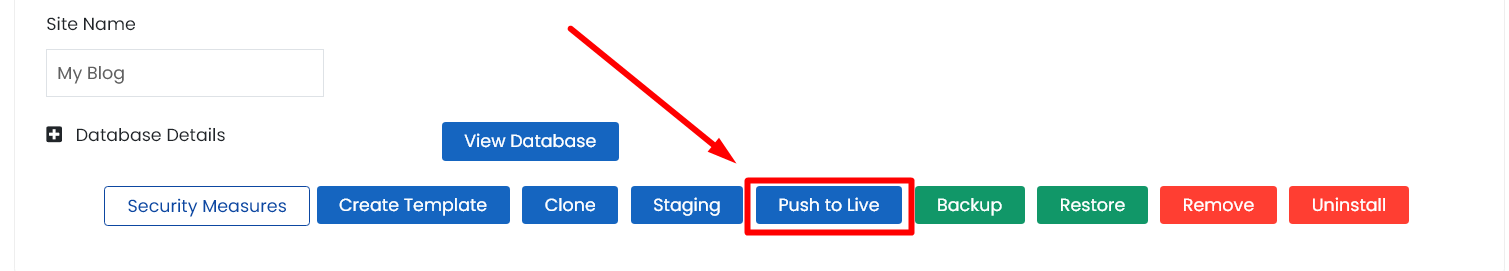 Push to live - Staging site