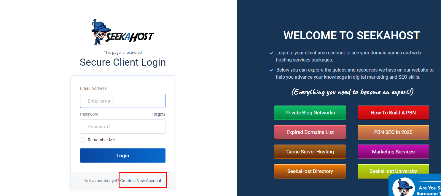 SeekaHost Client Area