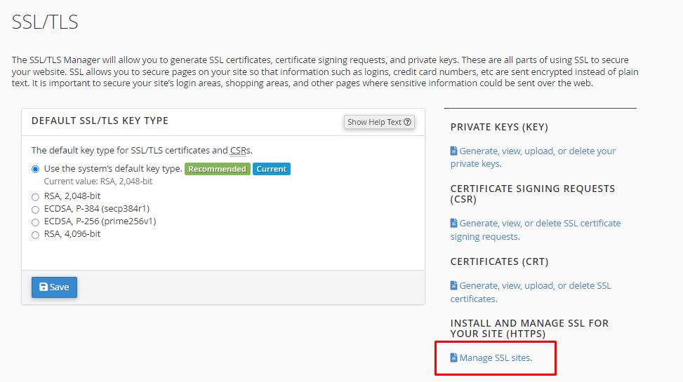 manage SSL Sites