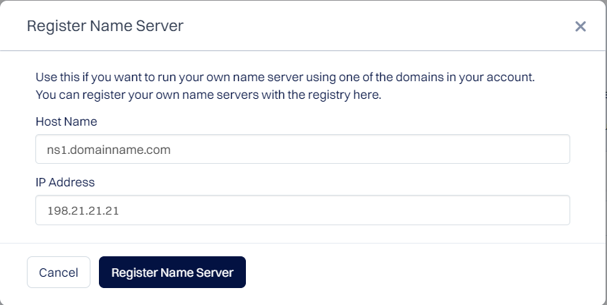 Register your own nameservers