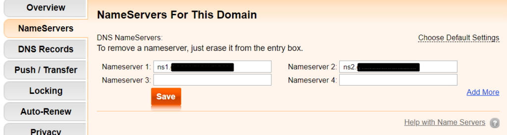 private nameserver in namebright