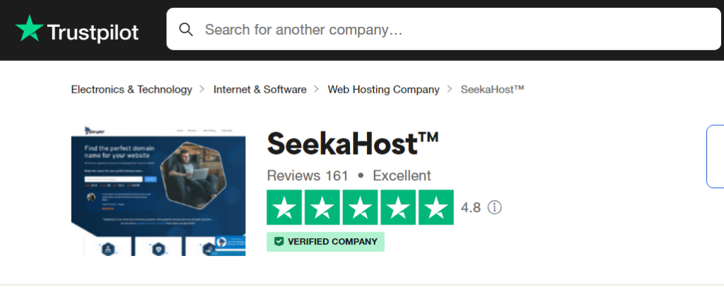 Trust pilot Review SeekaHost