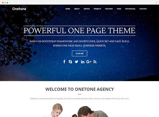 Onetone Free Wordpress Business Theme