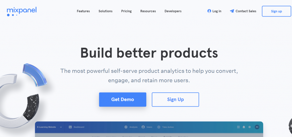 Mixpanel web analytics tool