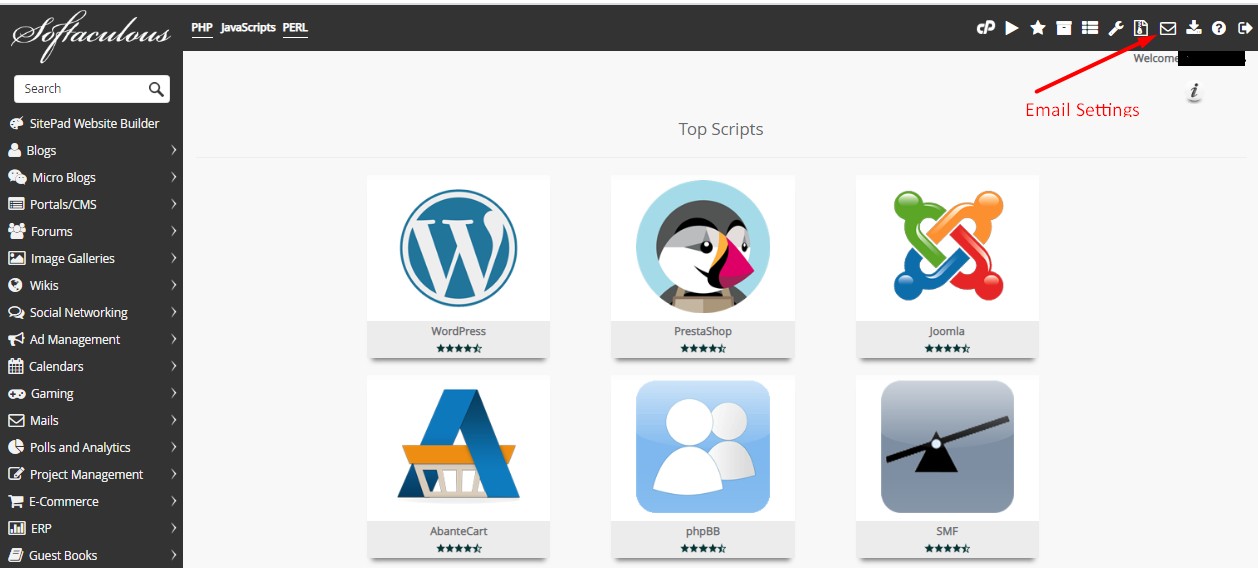 softaculous email settings