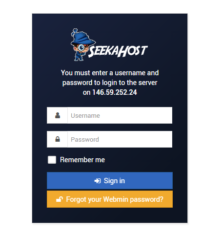 Webmin Login Interface