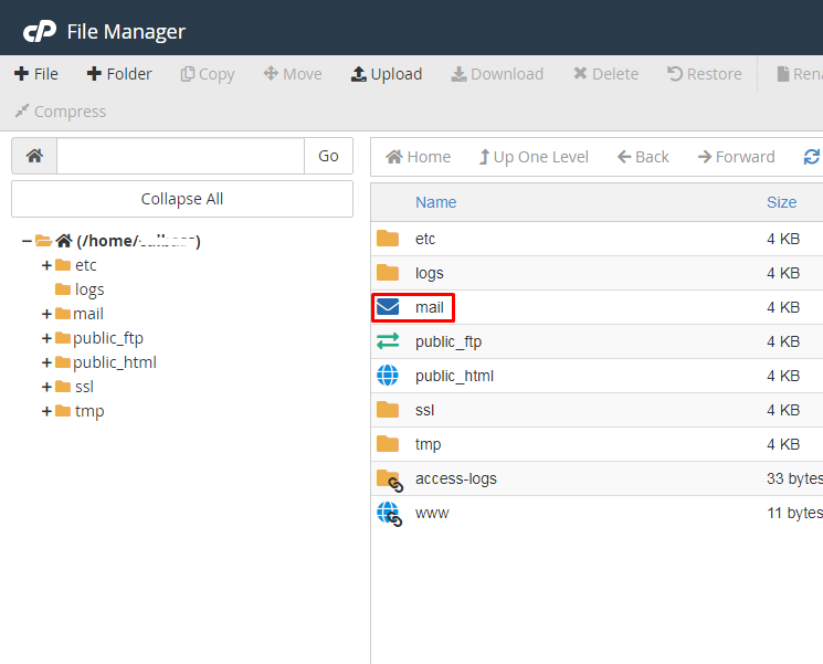 Mail folder in cPanel