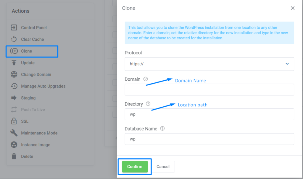 Create Cloning site