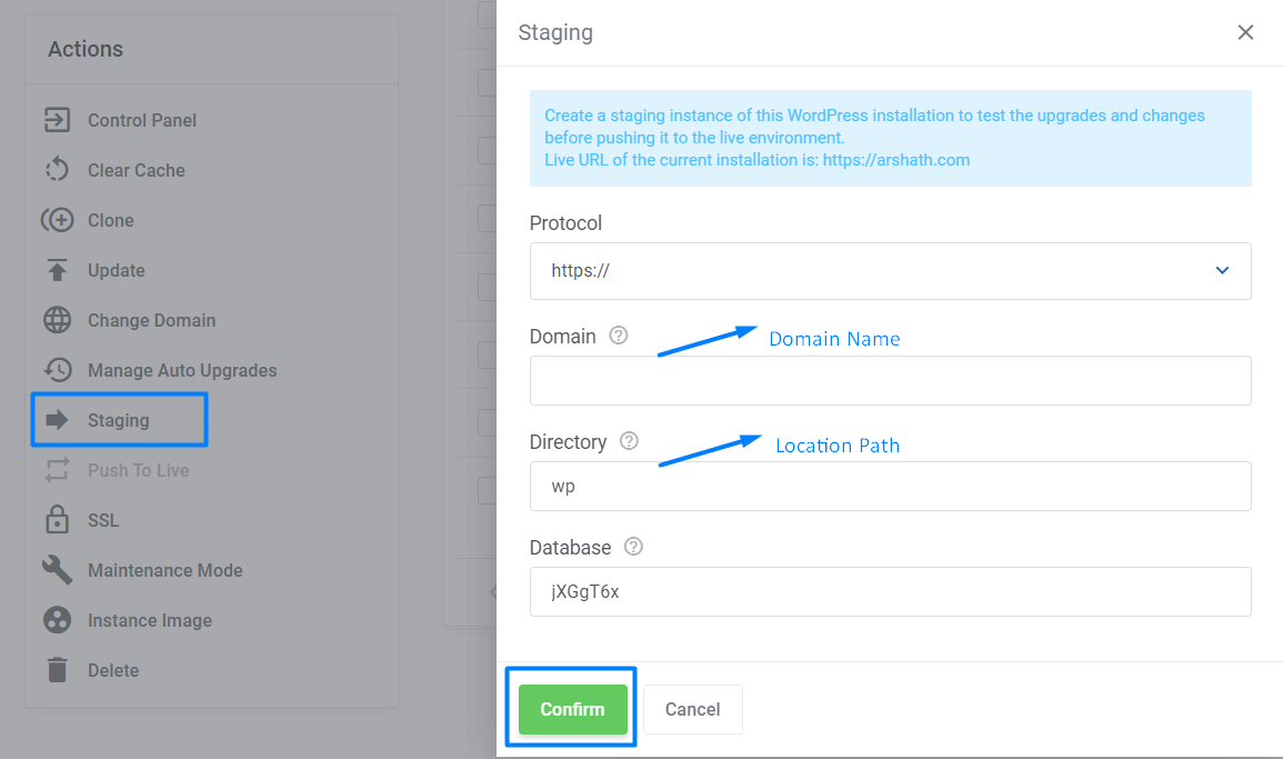 Create Staging site