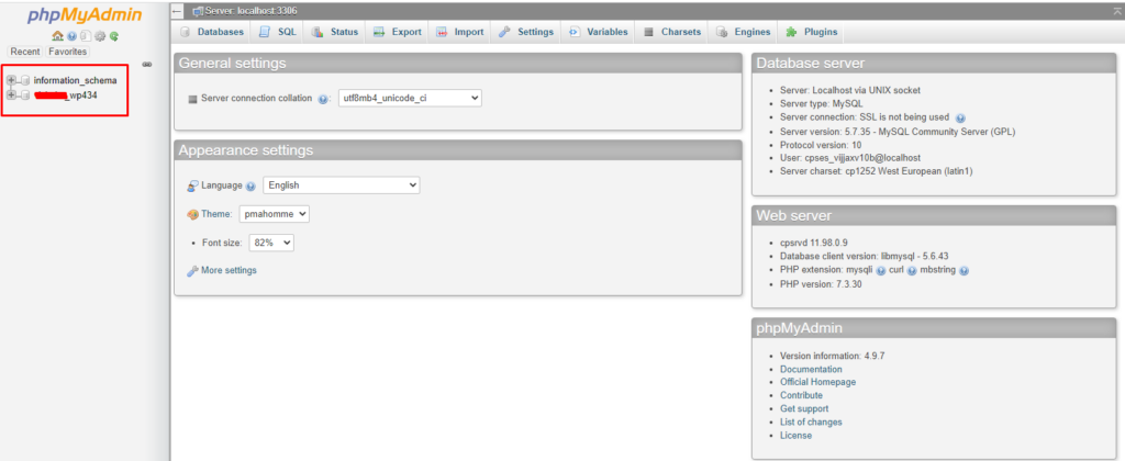 Database in PhpMyAdmin