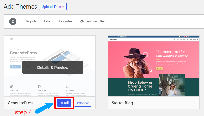 generatepress theme step4