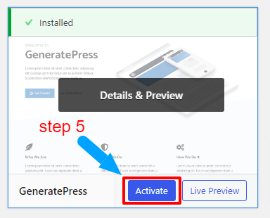 generatepress theme step5