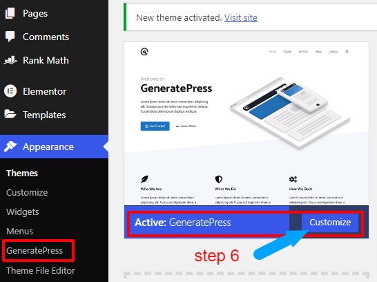 generatepress theme step6