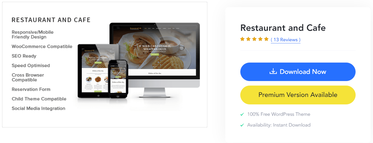 restaurant and cafe restaurant wordpress themes