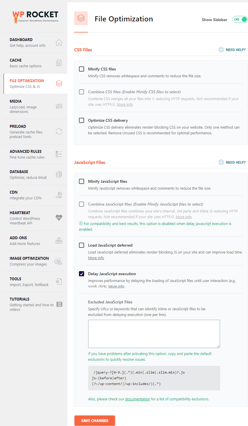 wprocket file optimization step5