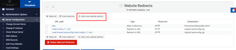 URL redirect