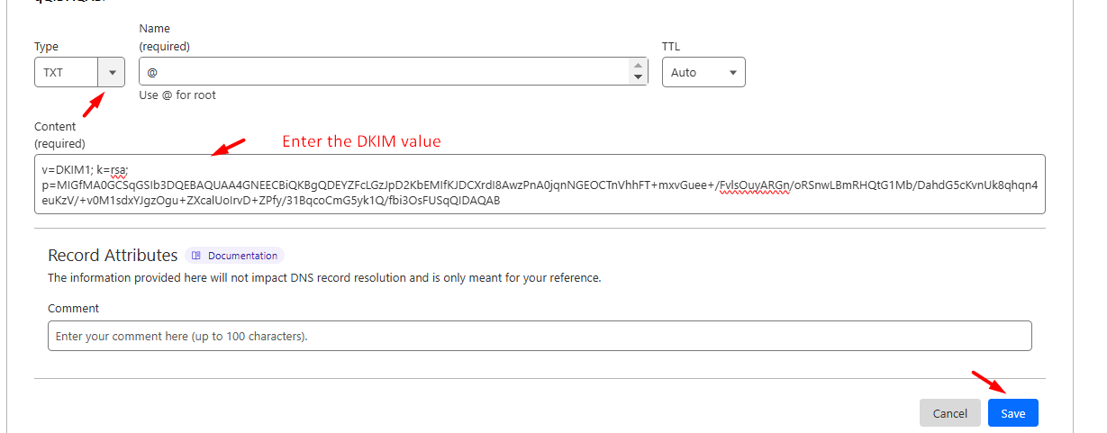 Cloudflare DKIM Record